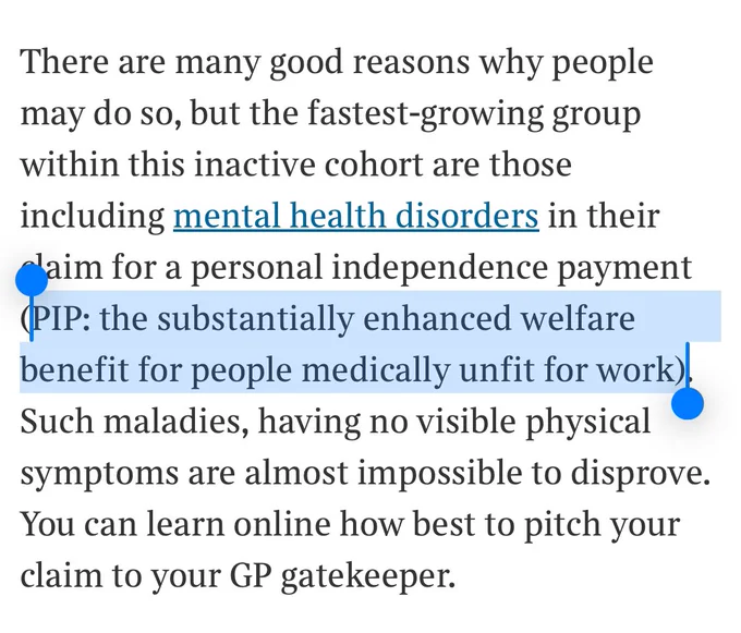 PIP: the substantially enhanced welfare benefit for people medically unfit for work)