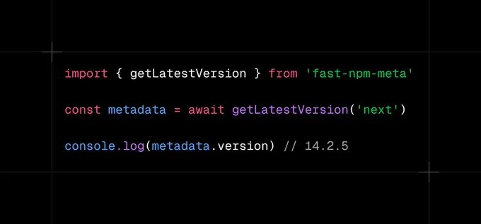 An example of using fast-npm-meta to get the latest version of Next.js.