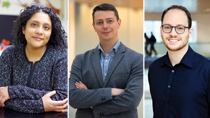Photos of Professors Rebecca Pillai Riddell, Mathieu Poirier, and Steven Hoffman