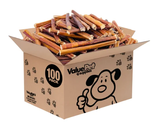 ValueBull Bully Sticks for Small Dogs, Thin 6 Inch, 100 Count BULK PACK - All Natural Dog Treats, 100% Beef Pizzles, Single Ingredient Rawhide Alternative