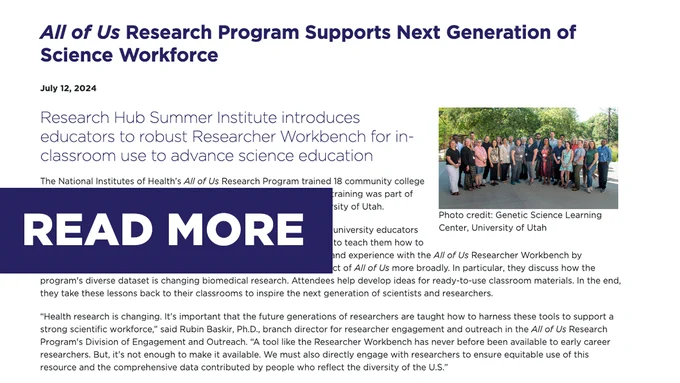 A screenshot of the linked webpage with a banner that says “Read More”
