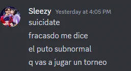 Mensajes directos de Sleezy (originario de la cita) con Kiu.