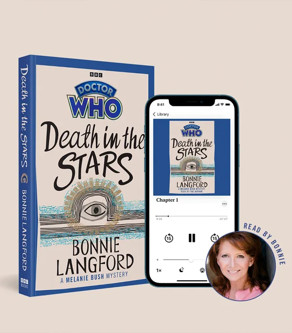 The cover of 'Doctor Who: Death in the Stars', written by Bonnie Langford, as it appears in both hardback release and audiobook.