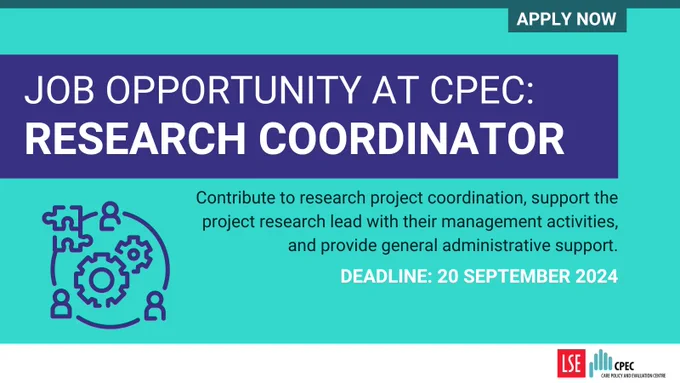 APPLY NOW
JOB OPPORTUNITY AT CPEC: RESEARCH COORDINATOR
Contribute to research project coordination, support the project research lead with their management activities, and provide general administrative support.
DEADLINE: 20 SEPTEMBER 2024