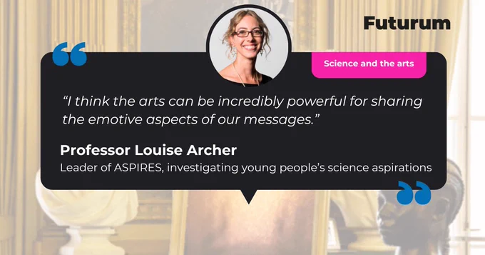 “I think the arts can be incredibly powerful for sharing the emotive aspects of our messages.”
Professor Louise Archer
Leader of ASPIRES, investigating young people’s science aspirations
