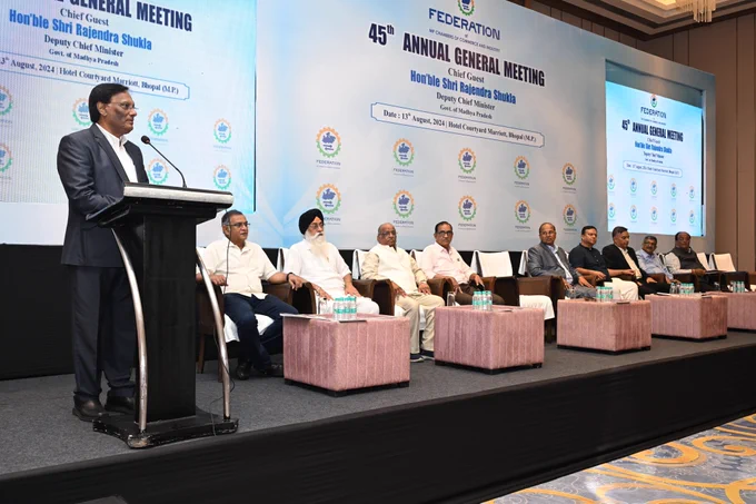 Dr. R. S. Goswami, President, FEDERATION, Addressing Members in 45th AGM.