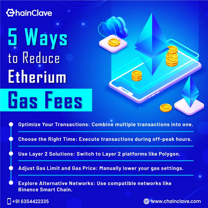 Five Tips to save on Ethereum gas fees by Chainclave, a blockchain development company