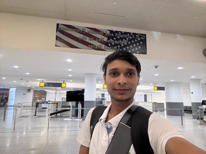 Maung Sawyeddollah at the airport in New York City