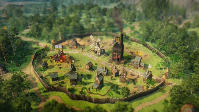 A small medieval-looking fenced settlement, shown in this screenshot of Masters of Albion, the next game from Peter Molyneux.