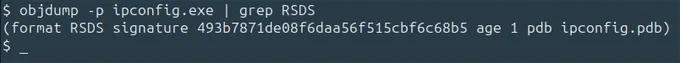 Objdump can be used to find out the UUID of the PDB symbols.