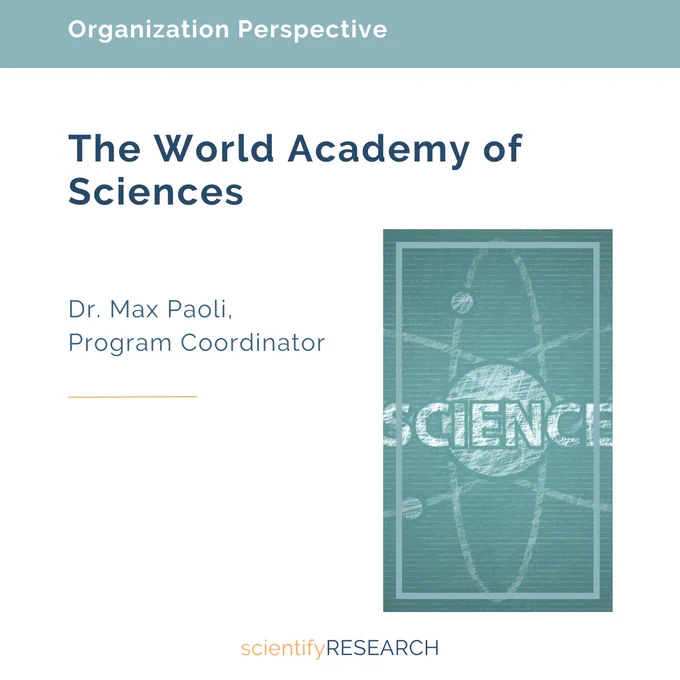 Organization Perspective
The World Academy of Sciences
Dr. Max Paoli, Program Coordinator
At right a science illustration on a chalkboard that says "SCIENCE"