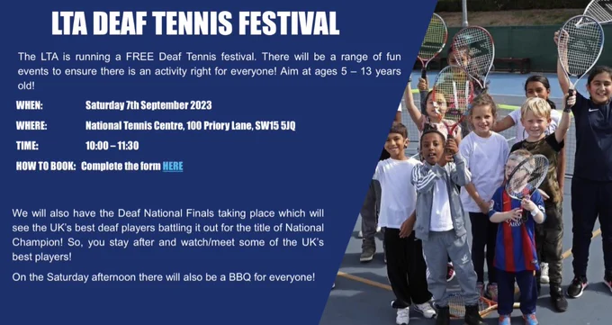 Flyer for Deaf Tennis Festival