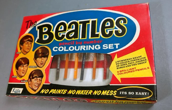 Beatles Pencil  By Number -Colouring Set-Kitfix UK-Unused-1964-BRBQ