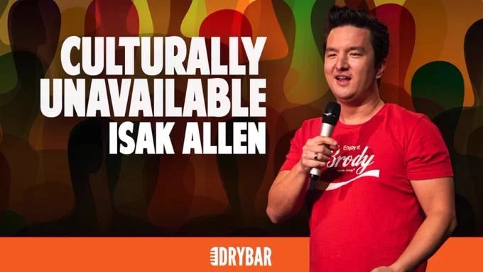 Advert for Isak’s dry bar comedy special Culturally Unavailable