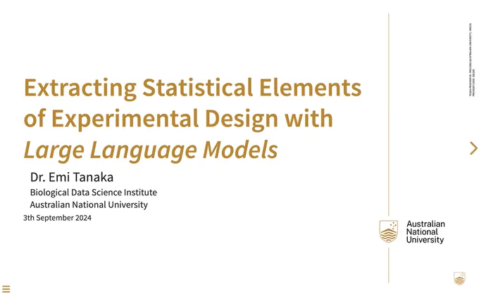 A title slide from Quarto revealjs with ANU theme