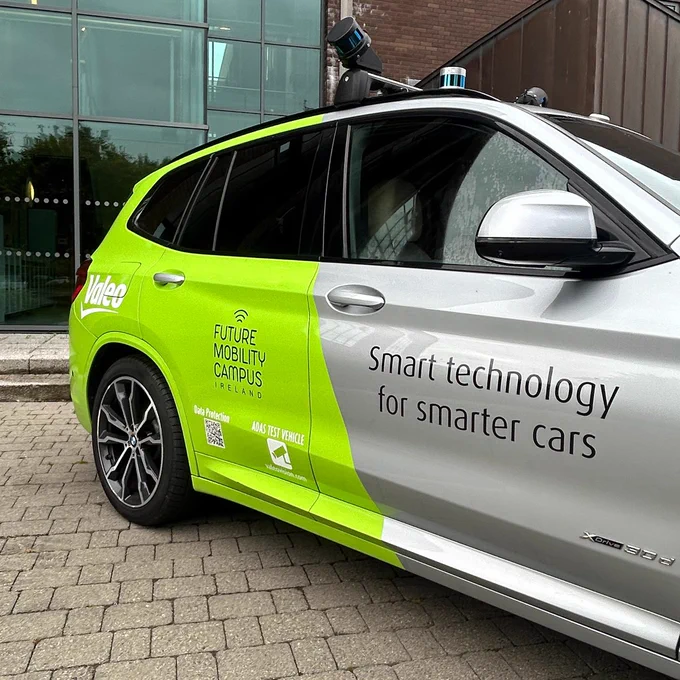 Pictured is the Valeo and Future Mobility Campus Ireland test car at IMVIP 2024.