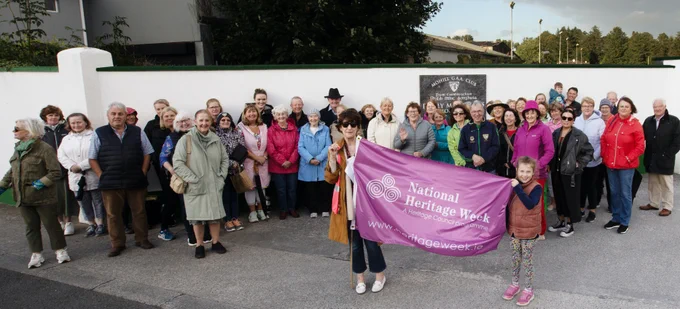At the start of our Women's History of Mohill walk and talk on 20 August 2024. With thanks to Brian Farrell, photographer, and the Leitrim County Council Heritage Office.
