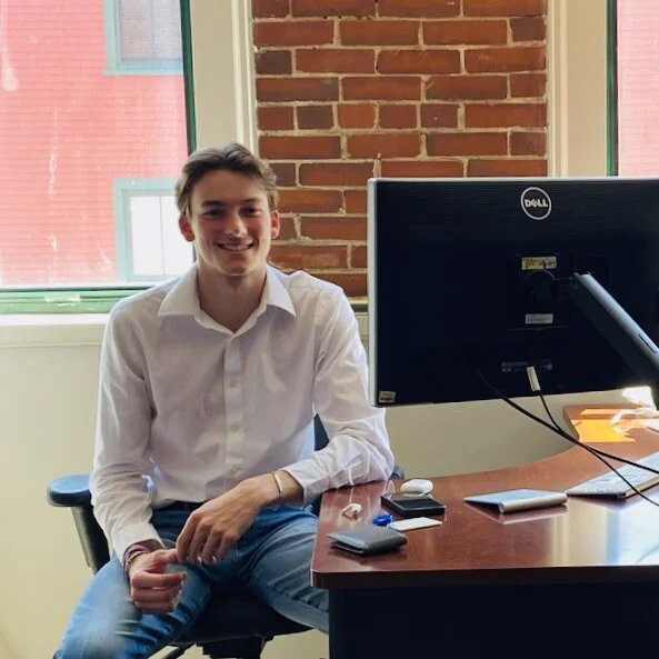 Kaleb Barrett at his desk at Portland Webworks