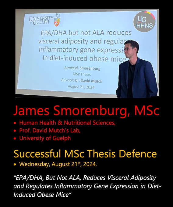 A photo of James at his defence, in front of a projected title screen with the same title of his thesis that is listed in this posting.