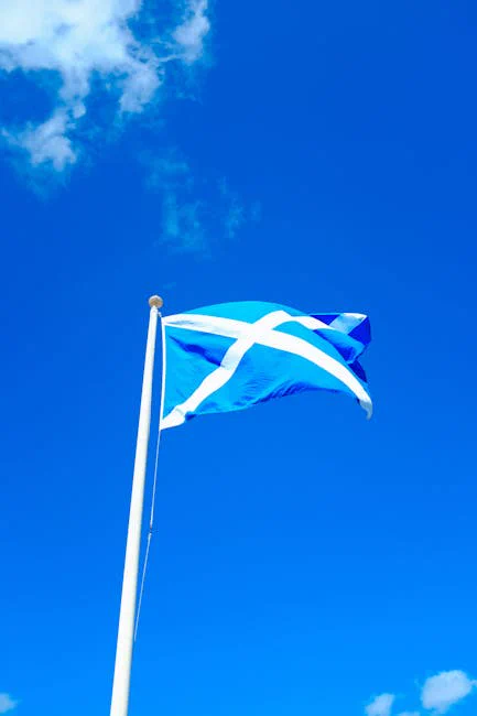 The Flag of Scotland under a Clear Blue Sky