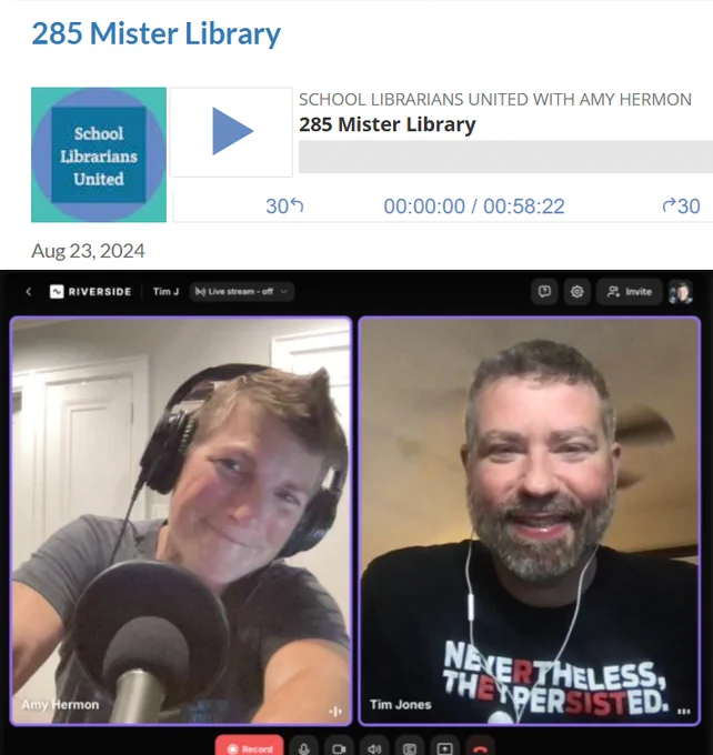 285 Mister Library episode screenshot of school librarians united podcast