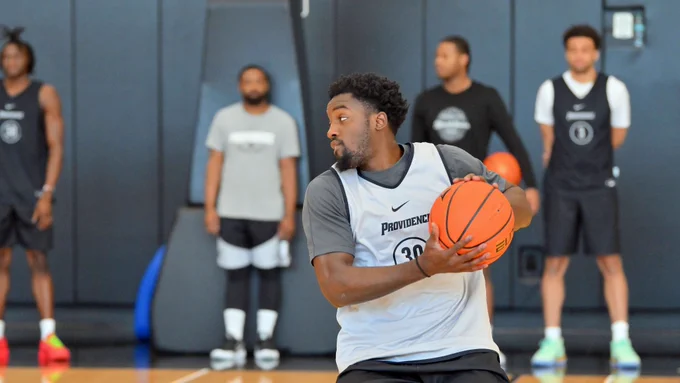 Bensley Joseph with the ball at practice