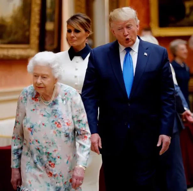 Queen with Trump looking like she's counting down the seconds until he leaves