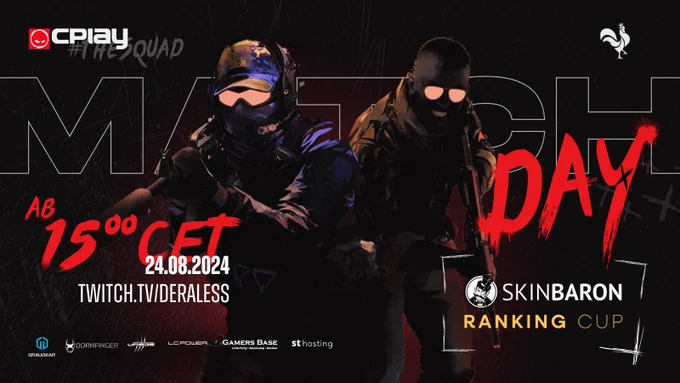 Matchday: SKINBARON Ranking Cup, 24.08.2024, 15:00 CET; twitch.tv/deraless; DACH CS Masters