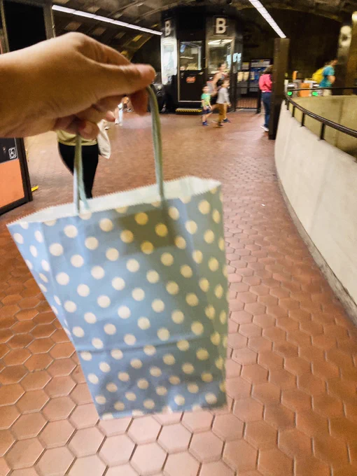 A polka dot bag containing the salsa makes its way on Metro.