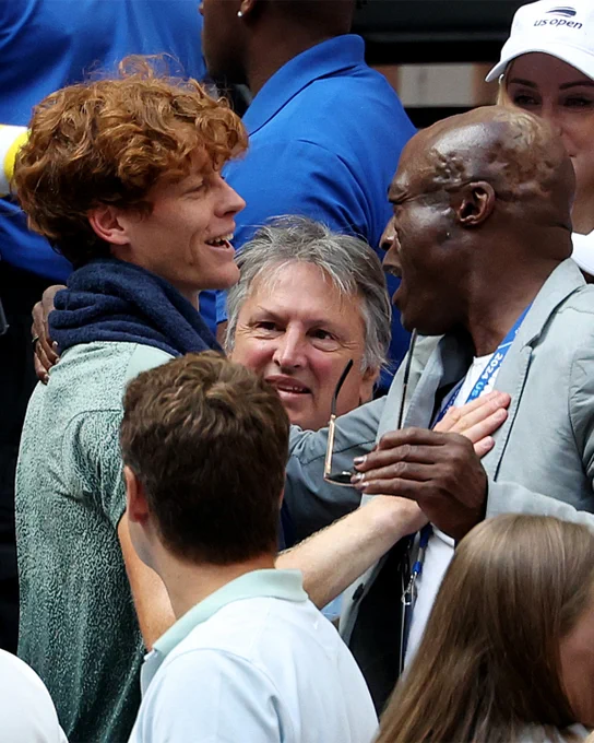 Jannik Sinner celebrates with Seal 