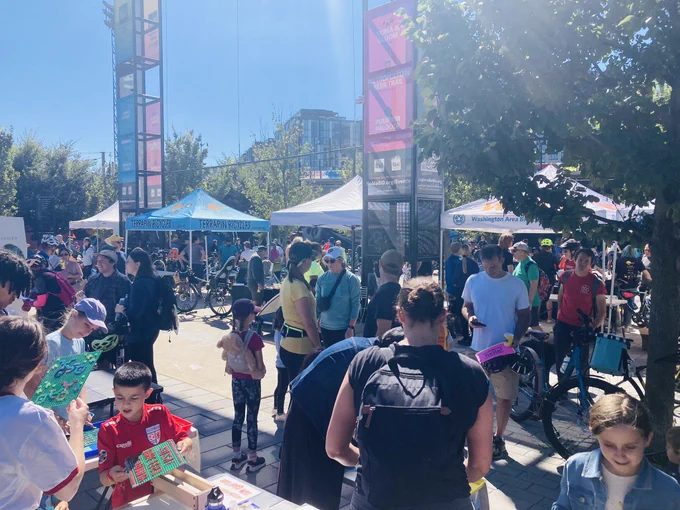 A bustling crowd and lots of activity at this year’s DC Family Bike Fest.
