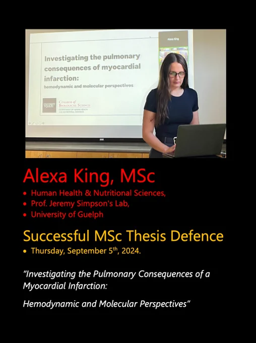 A photo of Alexa at her defence, in front of a projected title screen with the same title of her thesis that is listed in this posting.