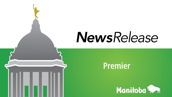 Graphic of the Manitoba Legislative Building. Caption: News Release Premier