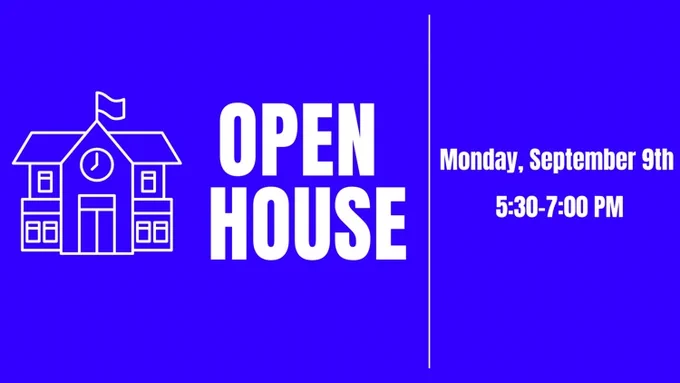 open house Monday September 9 530-730