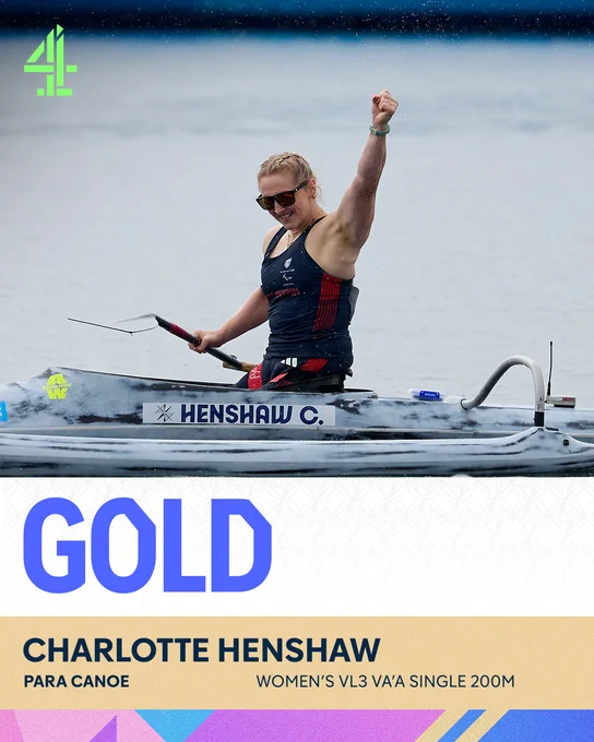 Paralympic GB's Charlotte Henshaw wins gold in the Women's VL3 VA'A Single 200m