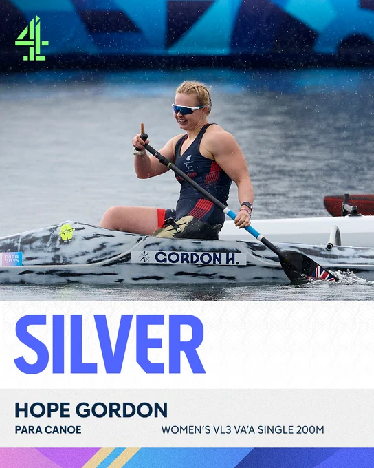 Paralympic GB's Hope Gordon wins silver in the women's VL3 VA'A Single 200M