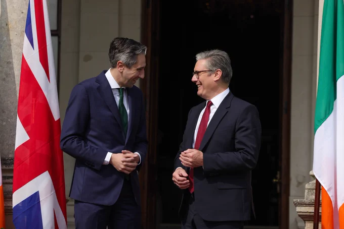 Prime Minister Keir Starmer meets Ireland Taoiseach Simon Harris for a bilateral meetings at Farmleigh House. 