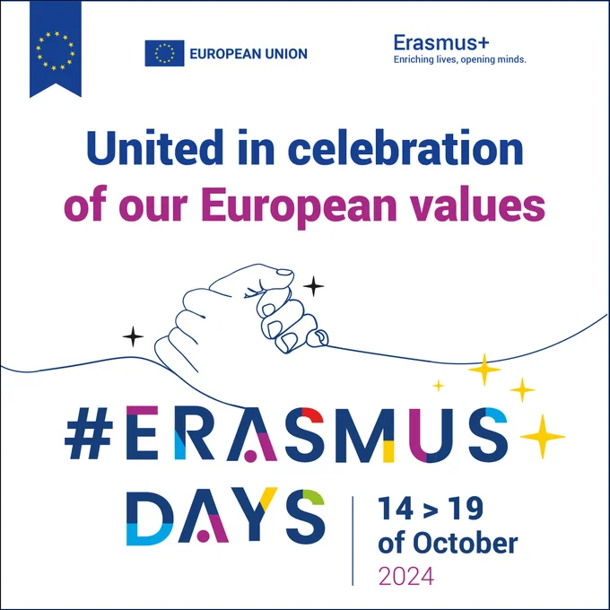 United in celebration of our European values. Erasmus Days, from 14th to 19th October 2024