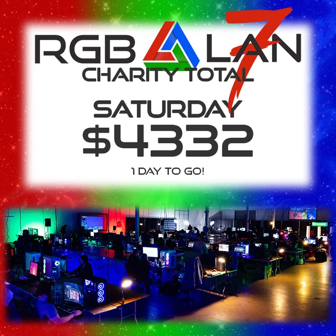 A composite image showing charity total at 4332 at the end of Saturday with 1 day to go!