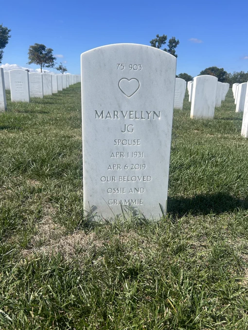 Marvellyn Franken's gravemarker reading "Our Beloved Ossie and Grammie"