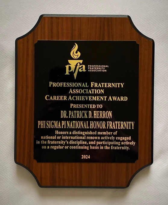 Professional Fraternity Association’s Career Achievement Award. Thank you to Phi Sigma Pi for nominating me
