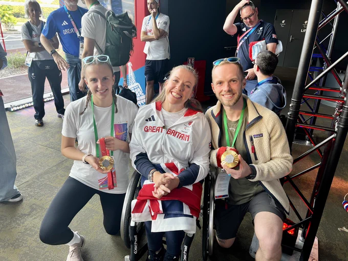 Me, Katie and Hannah with her 2 gold medals from the games