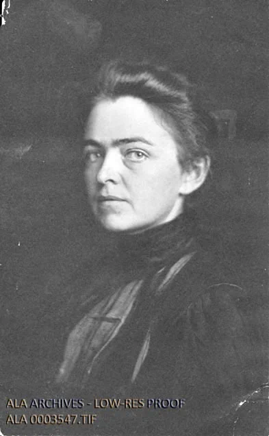 Black and white portrait of Katharine Sharp.