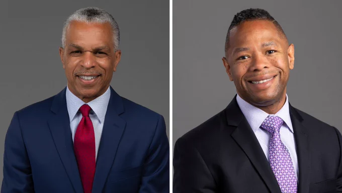 Portraits of two individuals against a grey background. On the left is John Rich, MD. On the right is Ted Corbin, MD. 