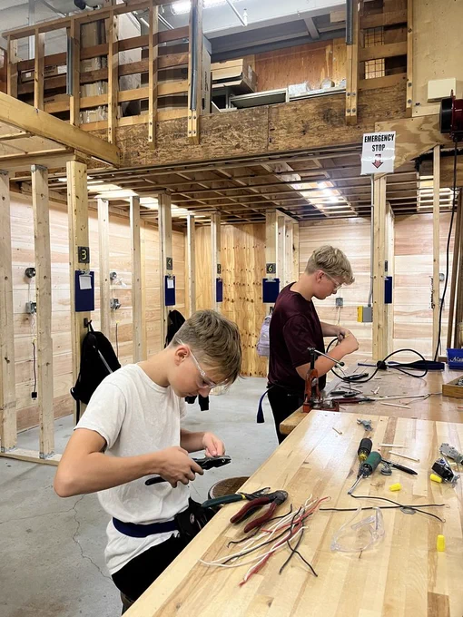 Students working in electical
