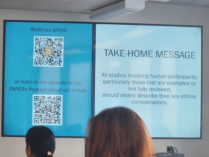 Take home message: all publications involving human participants should describe key ethical considerations 