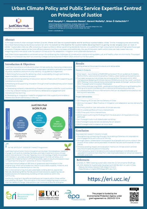 An overview of the JustCities Hub Project as communicated at the EPA-HSE-ERSI Environment, Health and Wellbeing Conference 2024 
