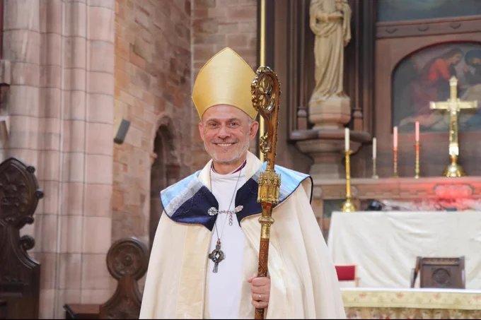 The Rt Rev David Railton, robed in St John’s Oban, immediately after the consecration.