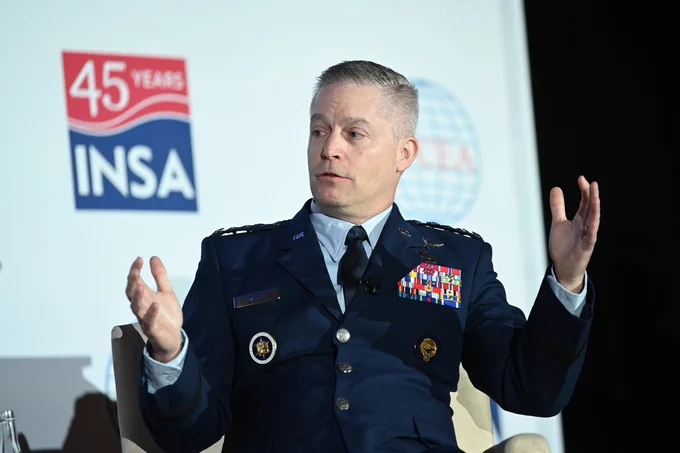 Gen Timothy D. Haugh, Commander, U.S. Cyber Command and Director, National Security Agency/Chief, Central Security Service speaks during a panel at the 2024 AFCEA/INSA Intelligence & National Security Summit.