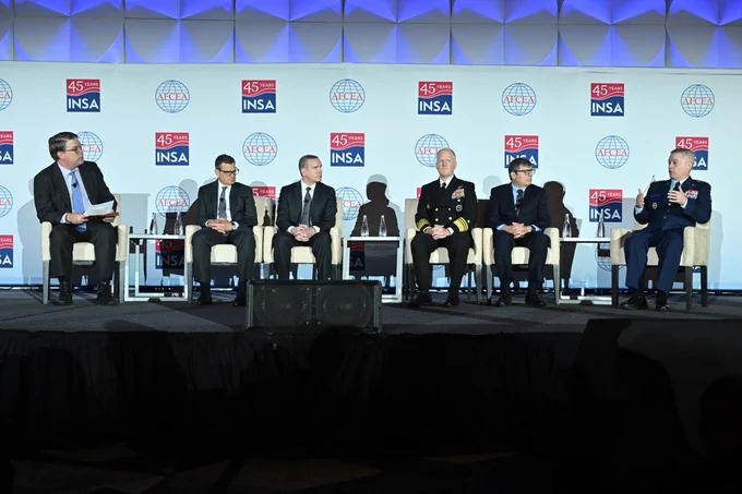 Gen Timothy D. Haugh, Commander, U.S. Cyber Command and Director, National Security Agency/Chief, Central Security Service speaks during a panel at the 2024 AFCEA/INSA Intelligence & National Security Summit.